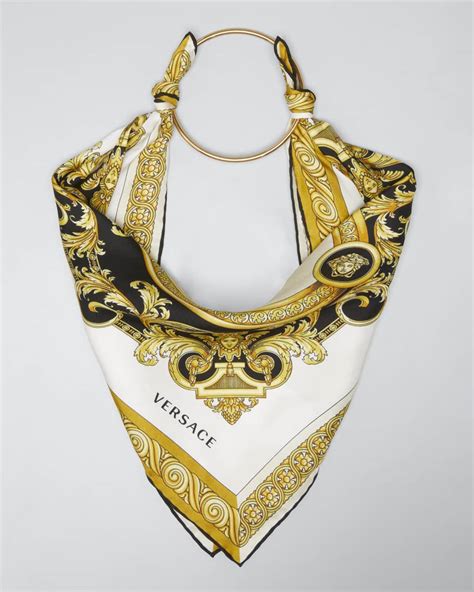 versace 1969 silk scarf|Versace printed silk scarf.